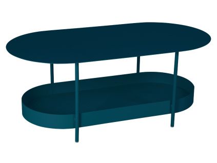 Modrý kovový zahradní konferenční stolek Fermob Salsa 113 x 58 cm