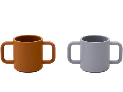 Oranžovo-šedý set dvou hrnků kave home Lili