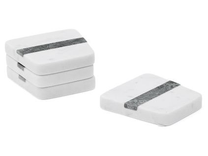 Set čtyř bílo-zelených mramorových podtácků Kave Home Nira