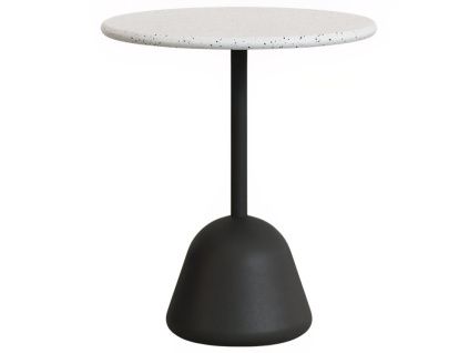 Bílý terrazzo zahradní stůl Kave Home Saura II. 70 cm s černou podnoží