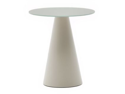 Matně šedý skleněný kulatý odkládací stolek Kave Home Wilshire 50 cm