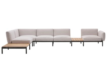 Zahradní rohová pohovka Kave Home Sorells 446 cm se stolky