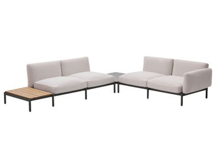 Zahradní rohová pohovka Kave Home Sorells 353 cm se stolky
