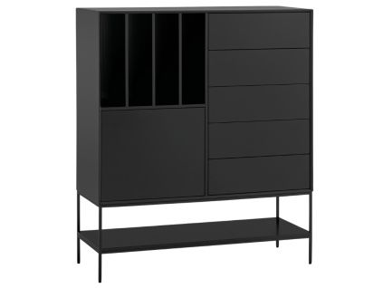 Vysoká černá komoda Teulat Platt 120 x 45 cm