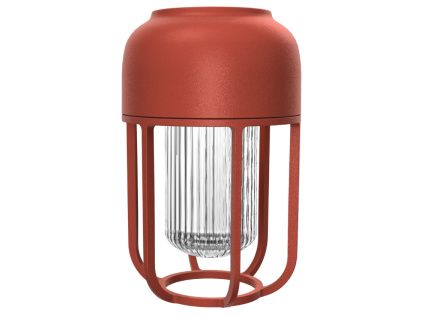 Červená kovová solární LED lampa Light No. 1