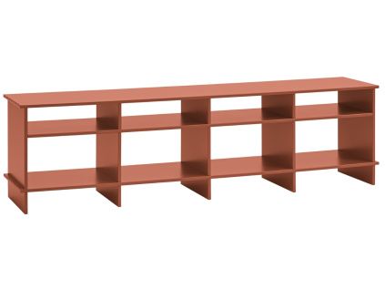 Cihlově červený lakovaný TV stolek Teulat Inari 180 x 40 cm