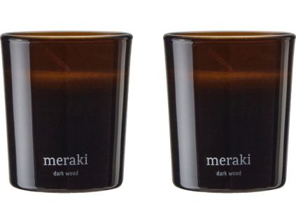 Set dvou sójových vonných svíček Meraki Dark Wood