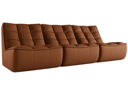 Hnědá kožená pohovka Moni 249 cm