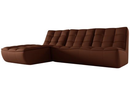 Koňakově hnědá kožená rohová pohovka Moni 246 cm, levá