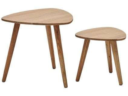 Set dvou dřevěných odkládacích stolků Duvani