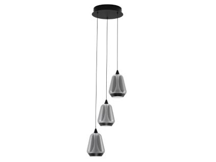 Kouřově šedé skleněné závěsné LED světlo Alish 28 cm