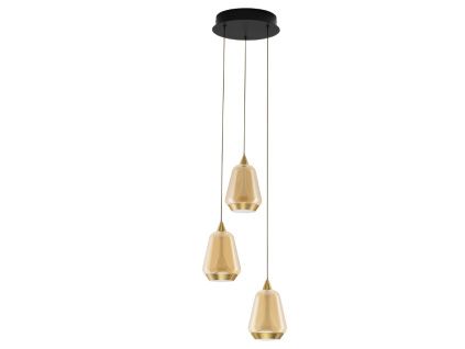 Zlaté skleněné závěsné LED světlo Alish 28 cm