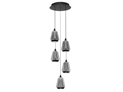 Kouřově šedé skleněné závěsné LED světlo Alish 33 cm