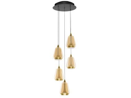 Zlaté skleněné závěsné LED světlo Alish 33 cm