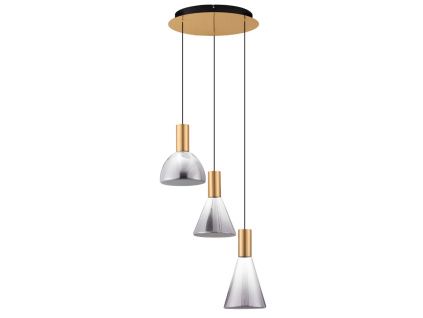 Kouřově šedé skleněné závěsné LED světlo Voi 43 cm
