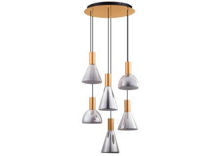 Kouřově šedé skleněné závěsné LED světlo Voi 52 cm