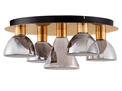 Kouřově šedé skleněné stropní LED světlo Voi 57 cm