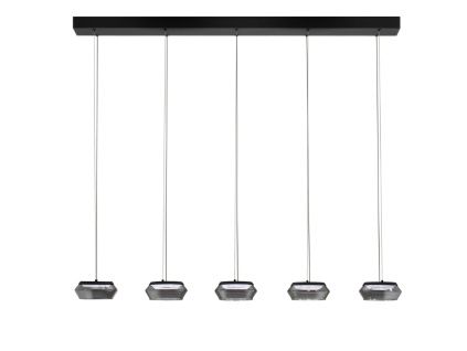 Kouřově šedé skleněné závěsné světlo Jailyn 108 cm