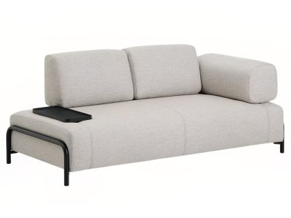 Béžovošedá dvoumístná pohovka Kave Home Compo 200 cm s malým stolkem