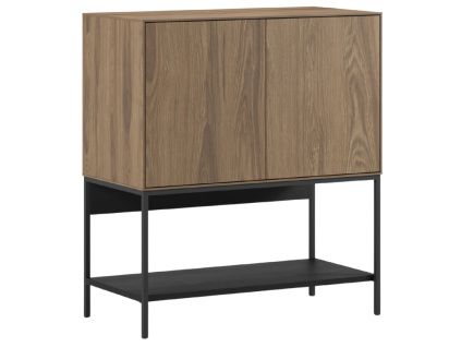 Hnědo-černá komoda Amira 80 x 40 cm s dubovým dekorem