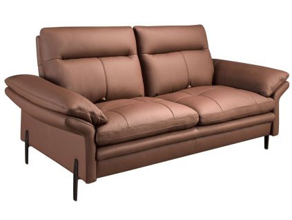 Hnědá kožená dvoumístná pohovka No. 6242, 195 cm
