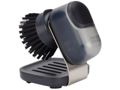 Šedý plastový kartáč na nádobí SinkTech Compact se stojánkem
