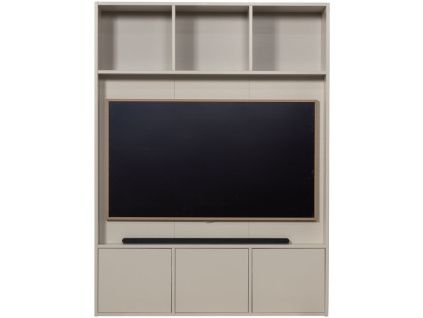 Světle šedá dřevěná TV stěna Meggy 215 x 160 cm