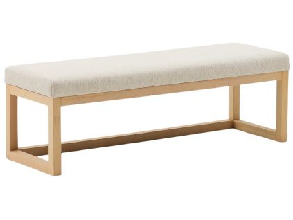 Dřevěná lavice Loya 128 cm s béžovým sedákem