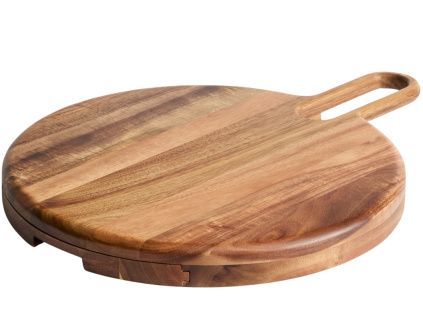 Set akátového prkénka na sýr a příborů kave home Blera
