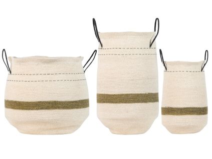 Set tří béžových úložných košů Quax Natural