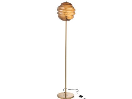Hnědá skleněná stojací lampa Honeycomb 156 cm