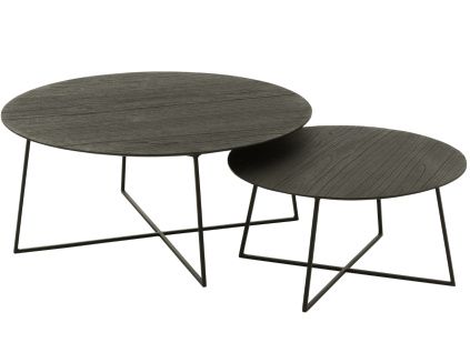 Set dvou černých dřevěných konferenčních stolků Eve 80/60 cm