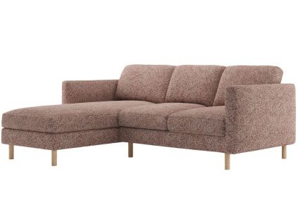 Růžová rohová pohovka Eden 250 cm, levá