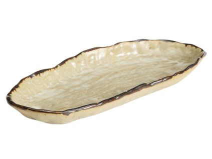 Hnědý keramický tácek Abela 32 x 13 cm