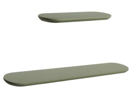 Set dvou zelených lakovaných polic Kave Home Arely 35/55 cm
