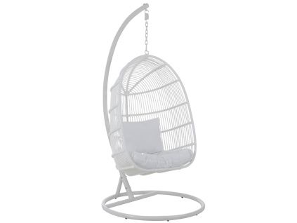 Bílé závěsné křeslo Oval