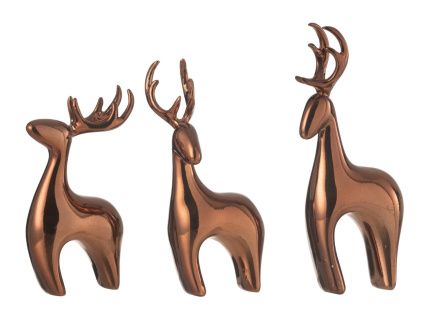 Set tří měděných sošek Reindeer 16 cm