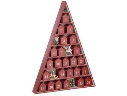 Červený dřevěný adventní kalendář Garry