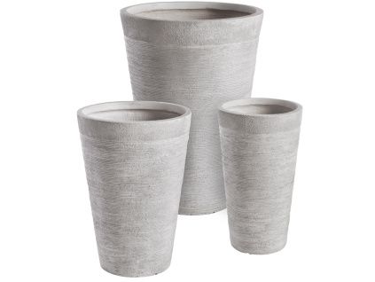 Set tří šedých květináčů Graffi 50/56/49 cm