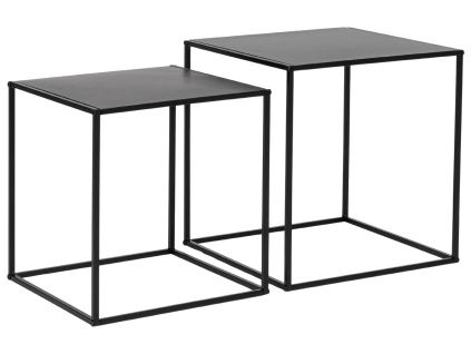 Set dvou černých kovový odkládací stolků Alrik 34x34 / 38x38 cm