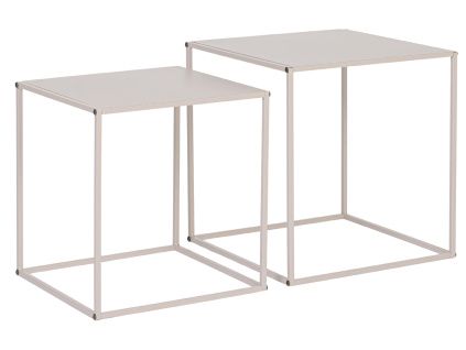 Set dvou béžových kovový odkládací stolků Alrik 34x34 / 38x38 cm