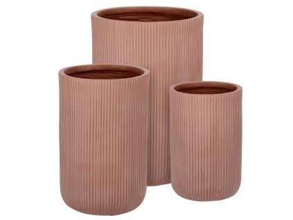 Set tří terakotově červených květináčů Hover Ø 24/30/55 cm
