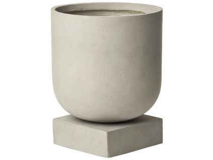 Šedý cementový květináč Podium 33 cm