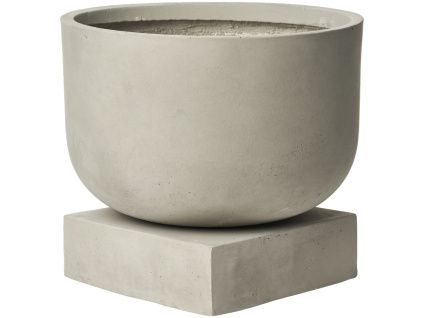 Šedý cementový květináč Podium 36 cm