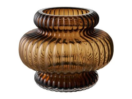 Hnědá skleněná váza Venus 16 cm