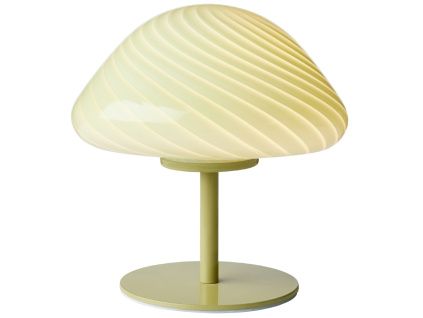 Olivově zelená skleněná stolní lampa Halo Design Mini Mush 17 cm