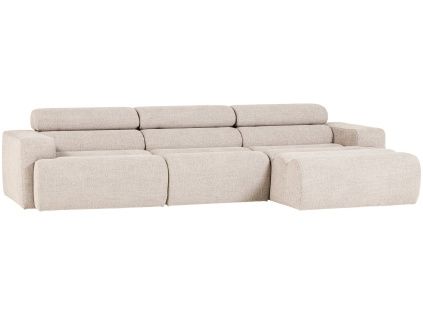 Krémově bílá bouclé rohová pohovka Novi 300 cm, pravá