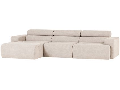 Krémově bílá bouclé rohová pohovka Novi 300 cm, levá