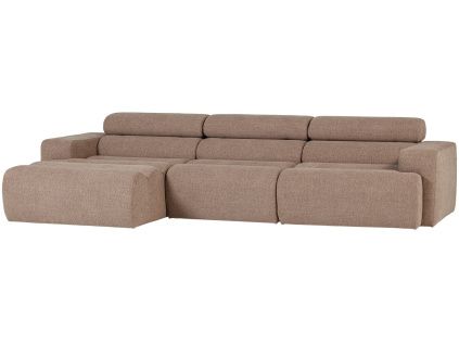 Béžová bouclé rohová pohovka Novi 300 cm, levá