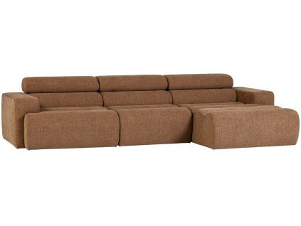 Hnědá bouclé rohová pohovka Novi 300 cm, pravá